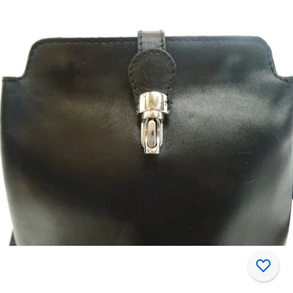 Vera Pelle Black Italian Leather Crossbody Purse - Picture 2 of 5